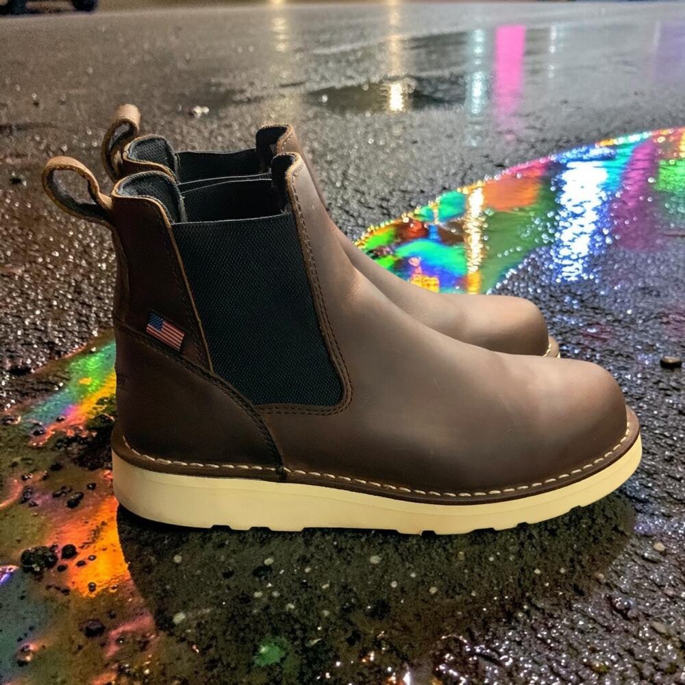 Danner Bull Run Chelsea 5” Wedge Boots W 10 Brown Leather USA 15482 Oil Resist